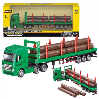 Huina 1:50 Timber Transporter Metal Die-Cast Model Green