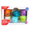 LEAN TOYS vonios kibirėlių rinkinys su skylutėmis spalvotas 6vnt