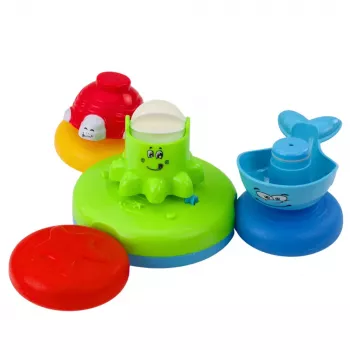 LEAN TOYS Interactive Bath Toy Set Fountain Animals Cups