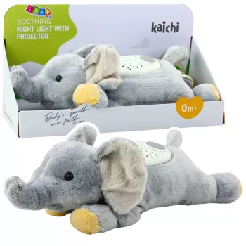 LEAN TOYS Plush Elephant Sleeping Cuddly Toy with Starry Night Projector and Sounds