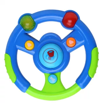 LEAN TOYS Interaktyvus vairas mažiesiems su šviesomis ir garsais Žalia-Mėlyna