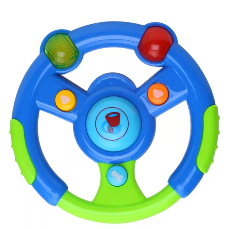 LEAN TOYS Interaktyvus vairas mažiesiems su šviesomis ir garsais Žalia-Mėlyna