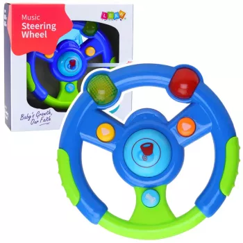 LEAN TOYS Interaktyvus vairas mažiesiems su šviesomis ir garsais Žalia-Mėlyna