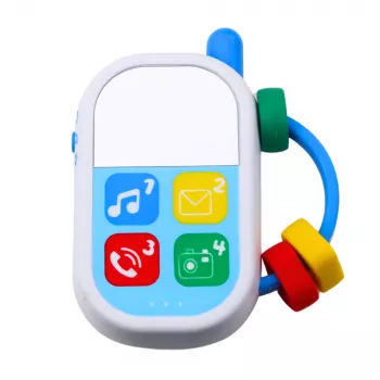 LEAN TOYS Muzikinių žaislų rinkinys mažyliams – Telefonas, Tamburinas, Rakteliai, 3 vnt.