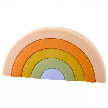 LEAN TOYS Rainbow Puzzle for Toddlers Pastel Rubber Blocks 5 pcs.