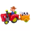 LEAN TOYS Interaktyvus ūkininko traktorius su priekaba, karvės figūrėle, šviesomis ir garsais