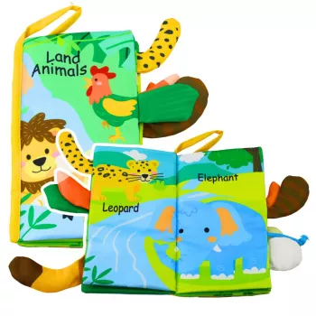 LEAN TOYS Minkšta lavinamoji knygelė Šiugždantys gyvūnėliai kūdikiams