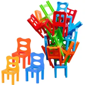 LEAN TOYS Falling Balance Chairs Arcade Game 48 Pieces Colorful