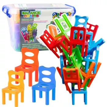 LEAN TOYS Falling Balance Chairs Arcade Game 48 Pieces Colorful