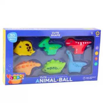 LEAN TOYS vonios žaislų rinkinys guminiai dinozaurai spalvoti 6vnt
