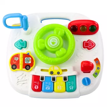 LEAN TOYS Panel Interactive Table Educational Steering Wheel 2in1 Lights Sounds