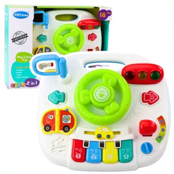 LEAN TOYS Panel Interactive Table Educational Steering Wheel 2in1 Lights Sounds