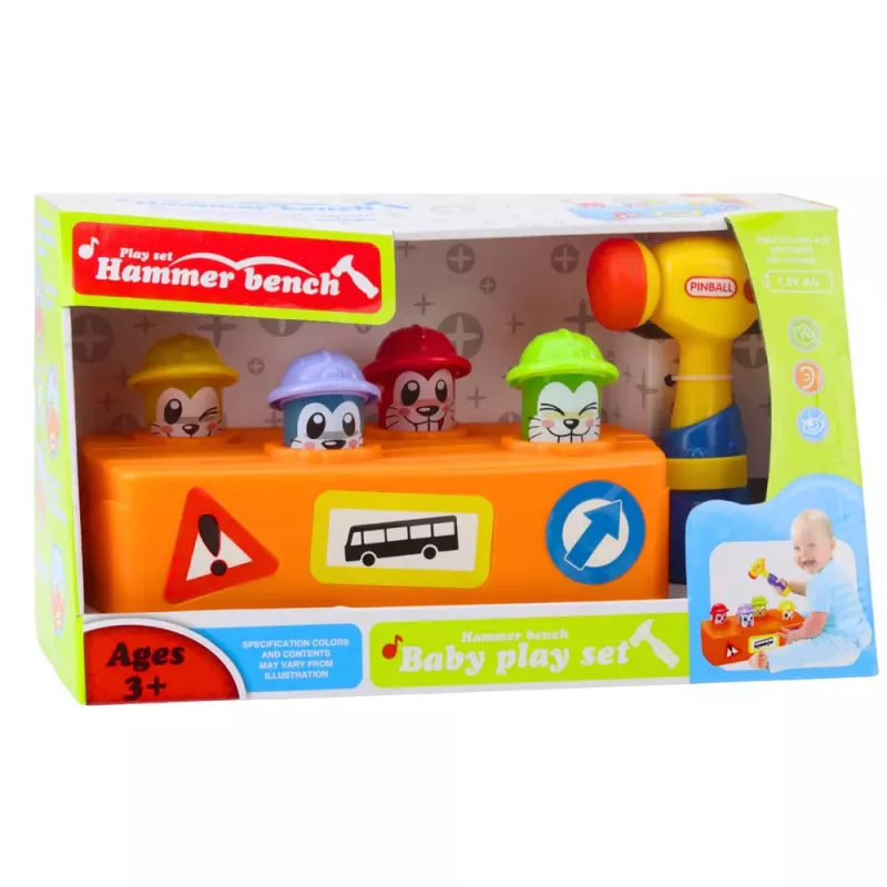 LEAN TOYS Interaktyvus žaidimas Spalvotas plaktukas Hamsters Road Works