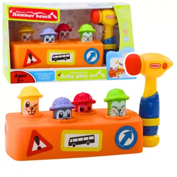 LEAN TOYS Interaktyvus žaidimas Spalvotas plaktukas Hamsters Road Works