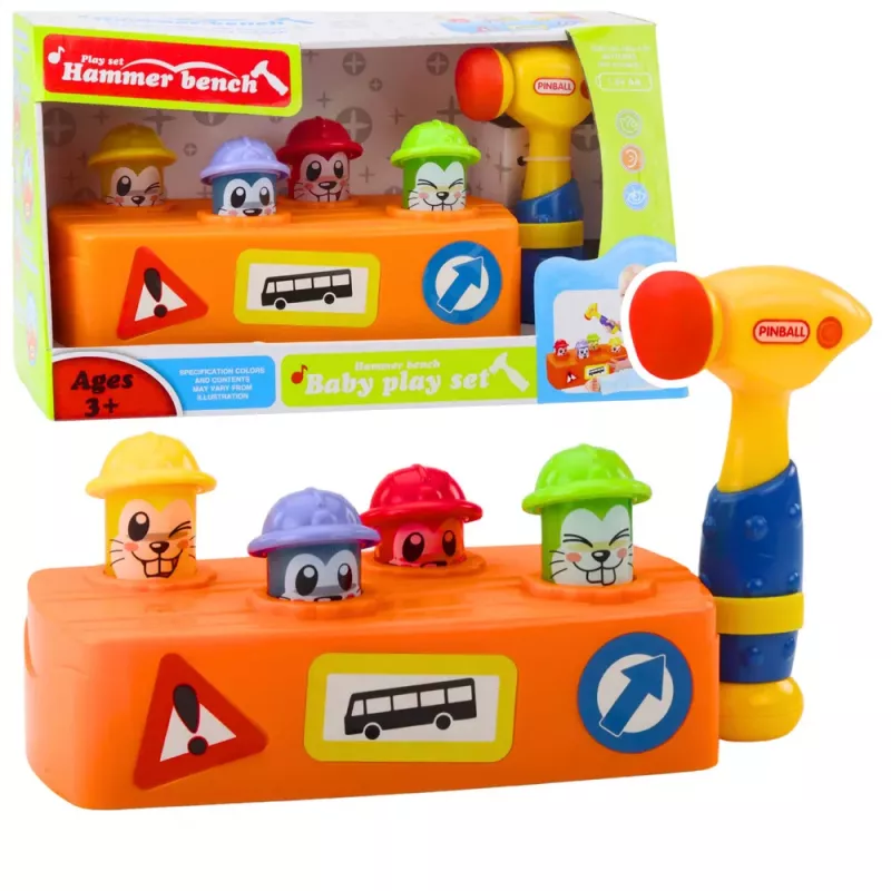 LEAN TOYS Interaktyvus žaidimas Spalvotas plaktukas Hamsters Road Works