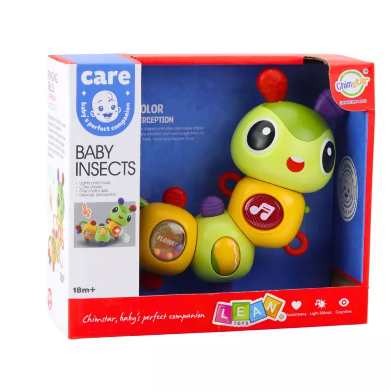 LEAN TOYS Interactive Sensory Caterpillar Musical Rattle Teether Rotating 360°
