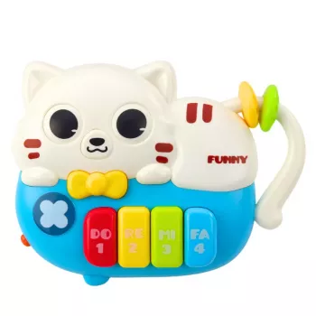 LEAN TOYS Mini Piano for Toddlers Kitten Blue Lights Sounds