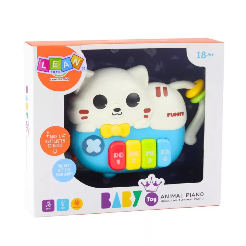 LEAN TOYS Mini Piano for Toddlers Kitten Blue Lights Sounds