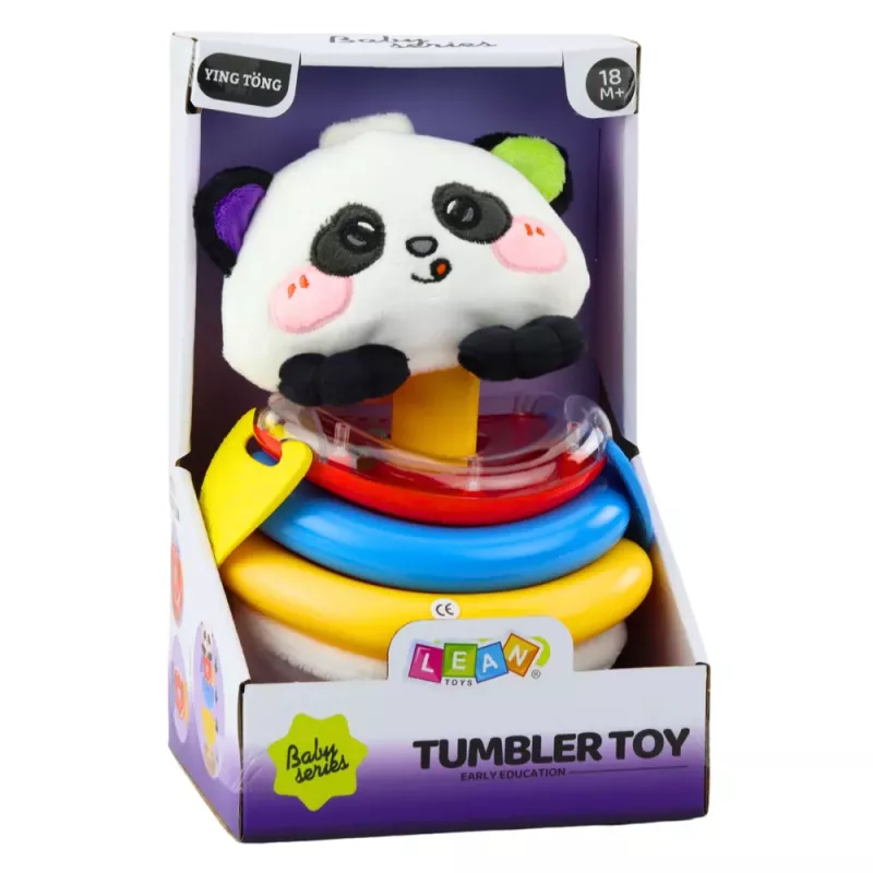 LEAN TOYS Sensorinis žaislas Tumbler Panda Piramidė Sūpuoklė Kramtukas Barškutis