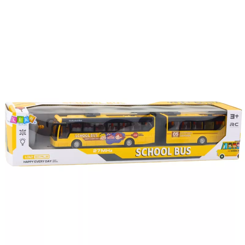 LEAN TOYS RC 1:32 Geltonas Artikuliuotas Nuotoliniu Valdymu Troleibusas Mokyklos Autobusas