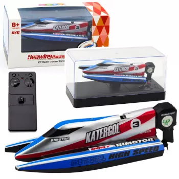 LEAN TOYS RC Motorboat Blue-Silver 14cm