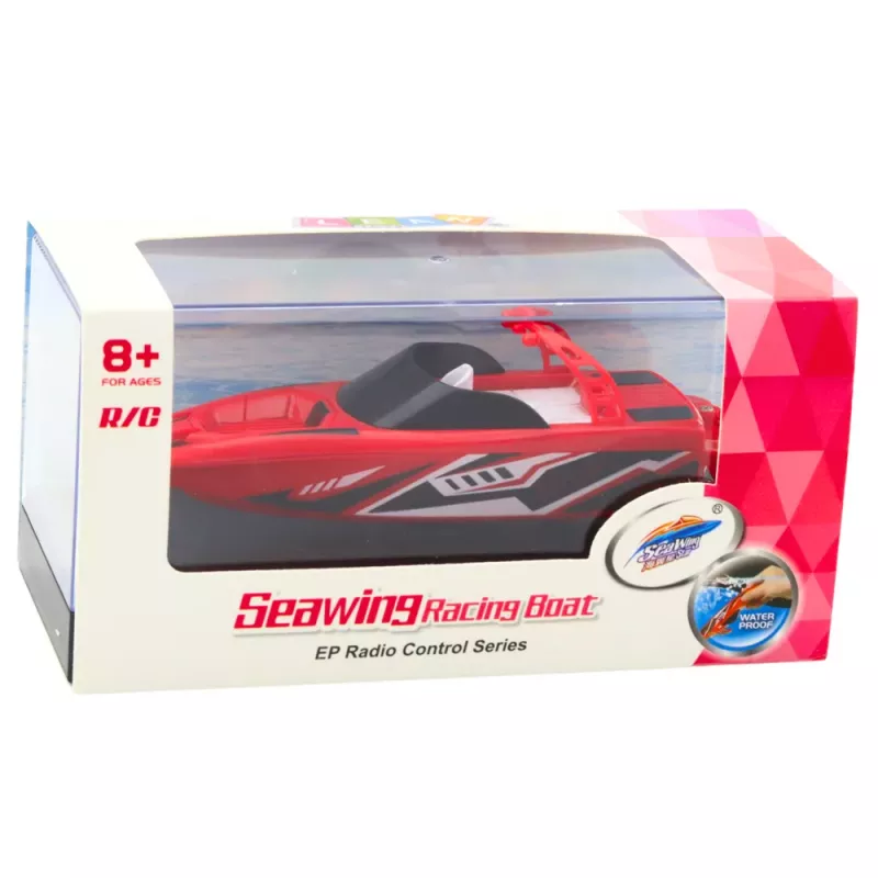 LEAN TOYS RC motorlaivis baltas ir raudonas 15cm