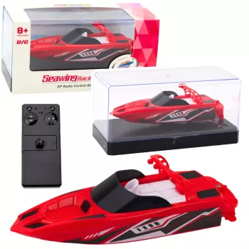 LEAN TOYS RC motorlaivis baltas ir raudonas 15cm