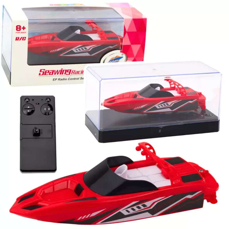 LEAN TOYS RC motorlaivis baltas ir raudonas 15cm