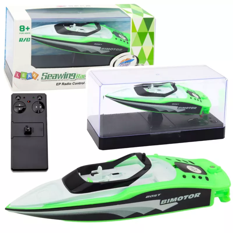 LEAN TOYS RC Motorboat White-Green 15cm