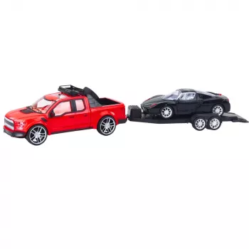 LEAN TOYS Set of Off-Road Car Red Tow Truck Black Sports Car 59cm