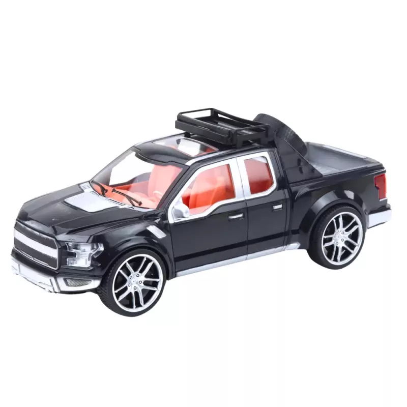 LEAN TOYS Automobilių rinkinys: Juodas vilkikas, juodas visureigis ir raudonas sportinis automobilis (59 cm)