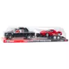 LEAN TOYS Automobilių rinkinys: Juodas vilkikas, juodas visureigis ir raudonas sportinis automobilis (59 cm)