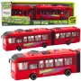 LEAN TOYS Artikuliuotas autobusas su atsidarančiomis durimis, šviesomis ir garsais - Raudonas 1:16