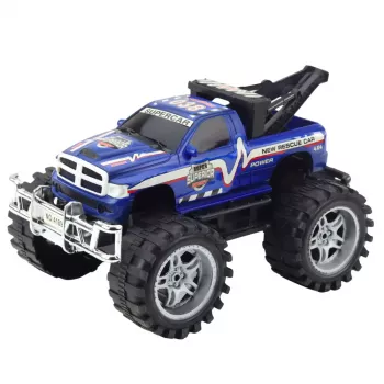 LEAN TOYS Visureigis gelbėjimo automobilis su vilktimi, mėlynas 27cm