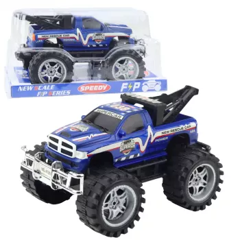 LEAN TOYS Visureigis gelbėjimo automobilis su vilktimi, mėlynas 27cm