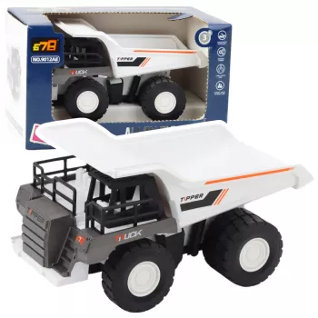 LEAN TOYS Dump Truck Construction Metal Parts Drive White