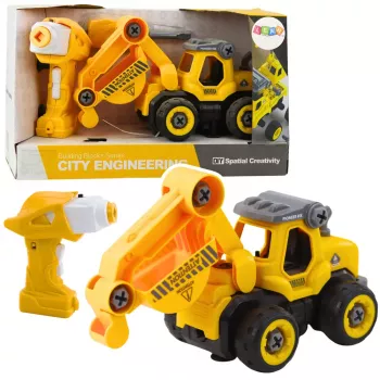 LEAN TOYS Valdomas Nuotoliniu Būdu Atsuktuvas RC Ekskavatorius Geltonas 2in1