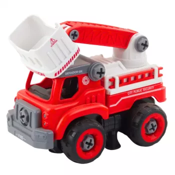 LEAN TOYS Gaisrinis automobilis su pasukama strėle, nuotoliniu valdymu, 2-in-1 atsuktuvas