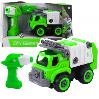 LEAN TOYS Garbage Truck Remote Controlled RC Screwdriver Green 2 in 1