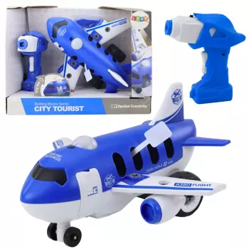 LEAN TOYS nuotolinio valdymo atsuktuvas lėktuvas RC Blue 2in1