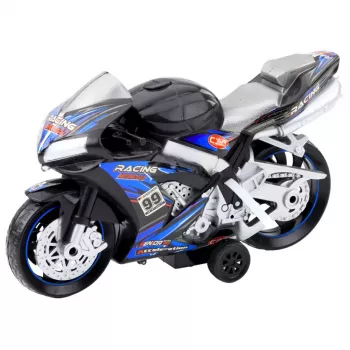 LEAN TOYS Racing Bike Racer Drive Lights Sounds Black Blue