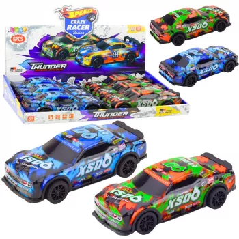 LEAN TOYS XS06 lenktyninis automobilis su šviesomis ir garsais oranžinis mėlynas