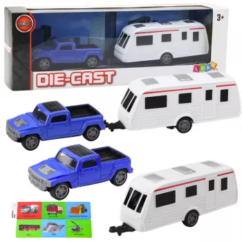LEAN TOYS Metalinis automobilis su kemperio priekaba Mėlyna