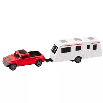 LEAN TOYS Automobilio su kemperio priekaba rinkinys Raudonas