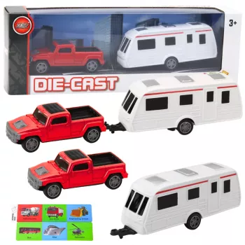 LEAN TOYS Automobilio su kemperio priekaba rinkinys Raudonas