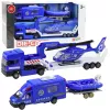 LEAN TOYS Policijos gelbėjimo automobilis, valtis, sunkvežimis ir sraigtasparnis mėlynas rinkinys