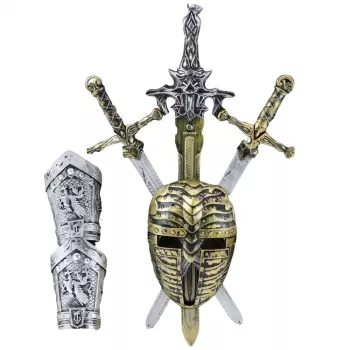 LEAN TOYS Knight Set 3 Swords Mask Protectors Realistic Decorations