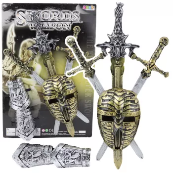 LEAN TOYS Knight Set 3 Swords Mask Protectors Realistic Decorations