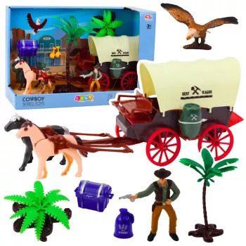 LEAN TOYS Cowboy Set Figures Western Wagon Horses Cowboy Palms