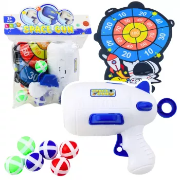 LEAN TOYS Žaidimas su taikiniu ir šaudymo pistoletu Velcro kamuoliukais „Kosmosas“